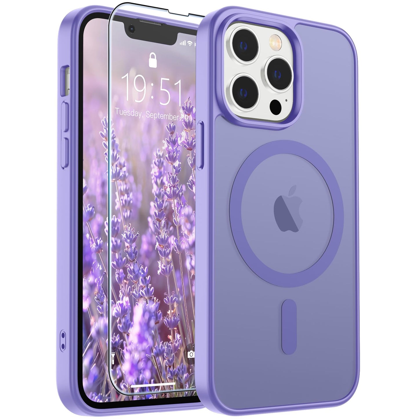 Magnetic for iPhone 14 Case & iPhone 13 Case (Compatible with MagSafe)(Military Grade Drop Protection) Translucent Matte Shockproof Phone Cover,Black