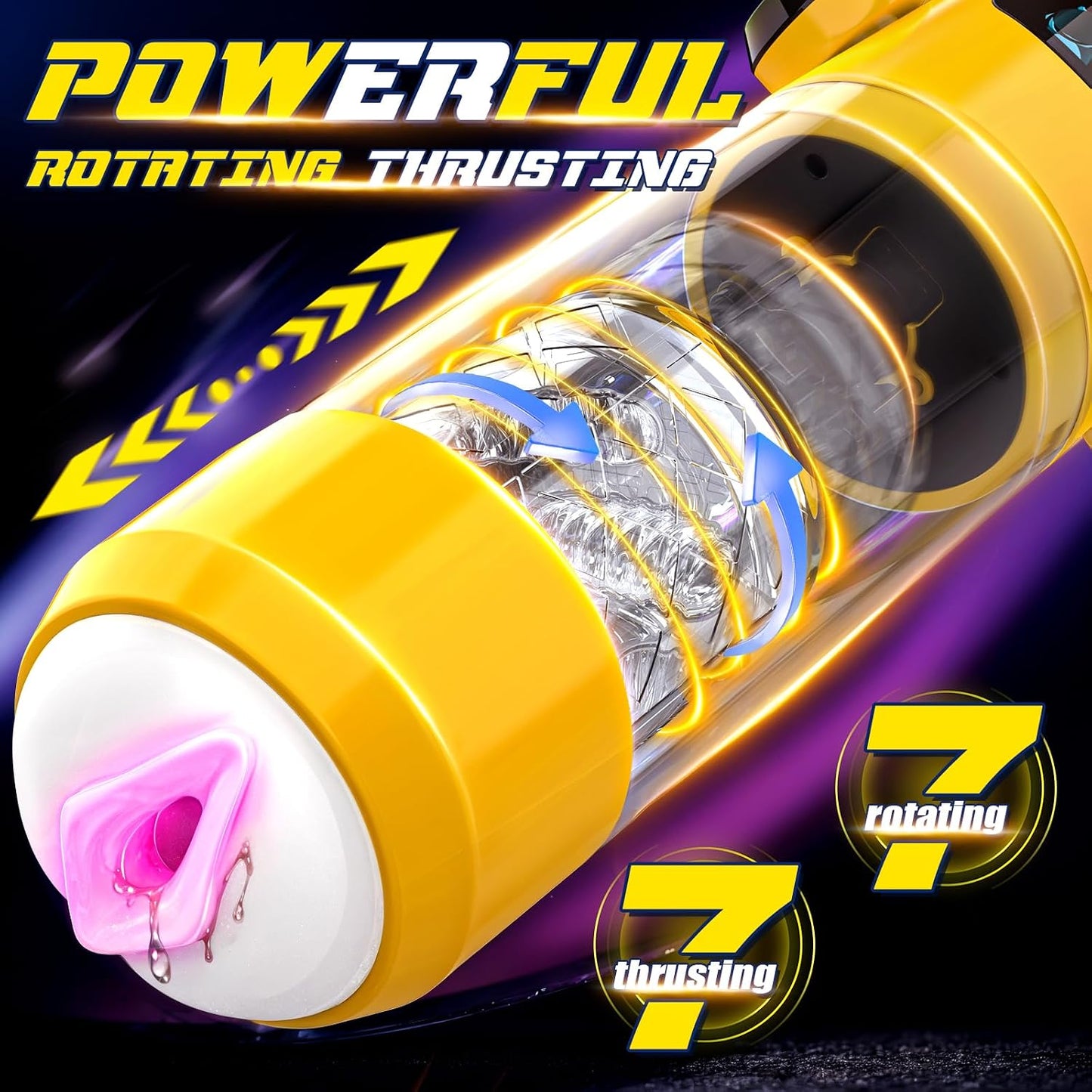Automatic Male Masturbator, Mens Sex Toys with 7 Thrusting & Rotation Modes, Male Stroker with 7 Color Ambient Lighting, Hands Free Sex Toy for Men, Adult Toys Mens Sex Toys