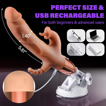 Sex Machine Thrusting Dildo Vibrator Sex Toys for Women, 3-in-1 Thrusting Vibrator for G Spot Clit Anal, 5 Vibrating 6 Thrusting Remote Control Detachable Suction Cup, Sex Toys - Machines & Devices