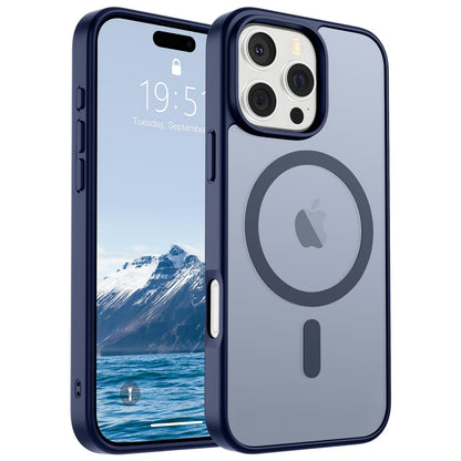 Magnetic for iPhone 14 Case & iPhone 13 Case (Compatible with MagSafe)(Military Grade Drop Protection) Translucent Matte Shockproof Phone Cover,Black