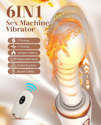 Thrusting Dildo Sex Machine - 14 Thrusting and Vibration Modes with Heating, Dual-Head, and Suction Cup