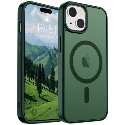 Magnetic for iPhone 14 Case & iPhone 13 Case (Compatible with MagSafe)(Military Grade Drop Protection) Translucent Matte Shockproof Phone Cover,Black