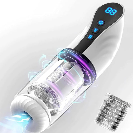 Electric Blowjob Penis Massager Sucker Sex Toy - Automatic Male Masturbator with 9 Modes Sucking Thrusting & Rotating for Men’s Pleasure, Milking Machine Cock Shower Stroker Masturbation Cup Dick Pump