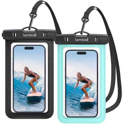 Waterproof Phone Pouch [2 Pack] – IPX8, Touch Screen, Fits 7" with Case