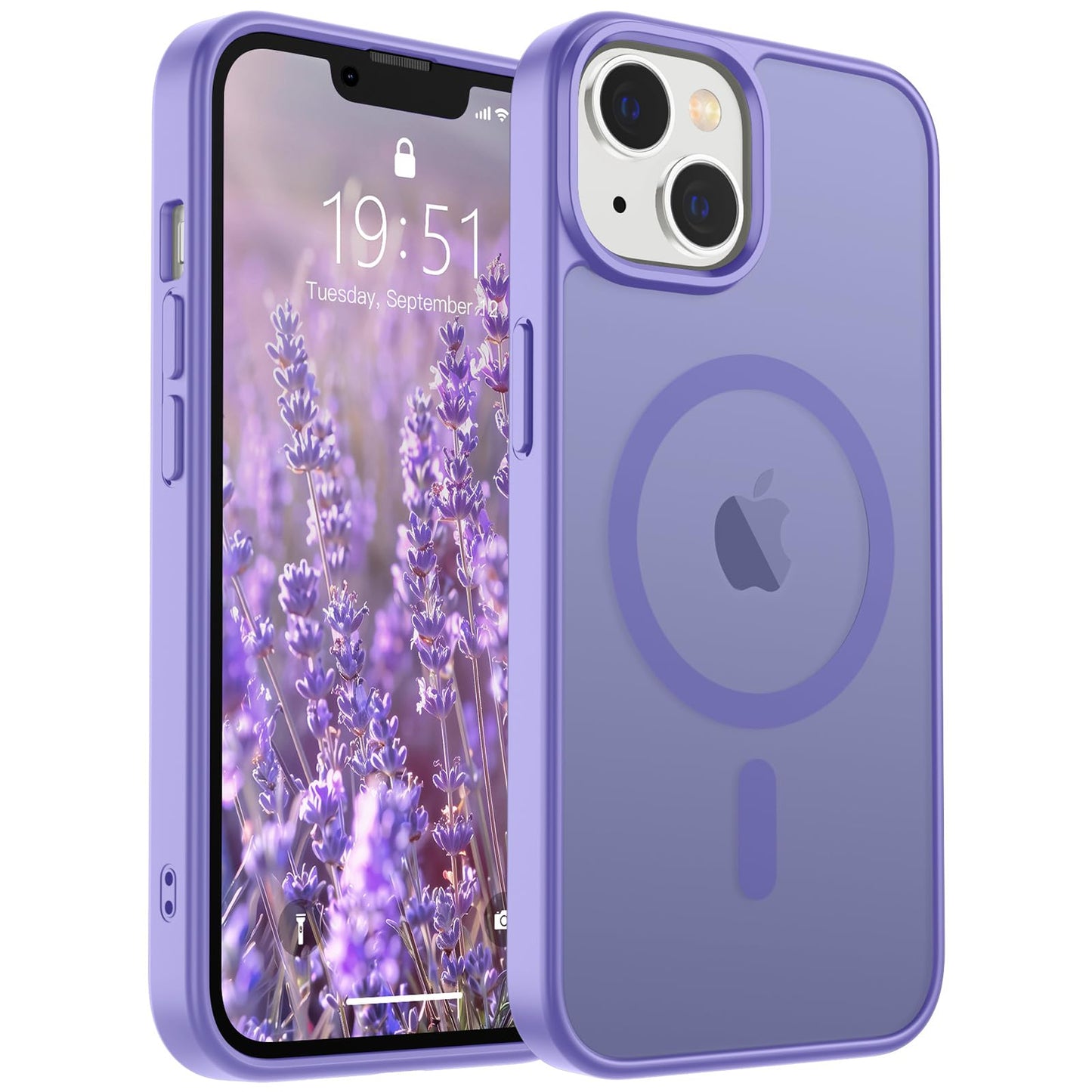 Magnetic for iPhone 14 Case & iPhone 13 Case (Compatible with MagSafe)(Military Grade Drop Protection) Translucent Matte Shockproof Phone Cover,Black