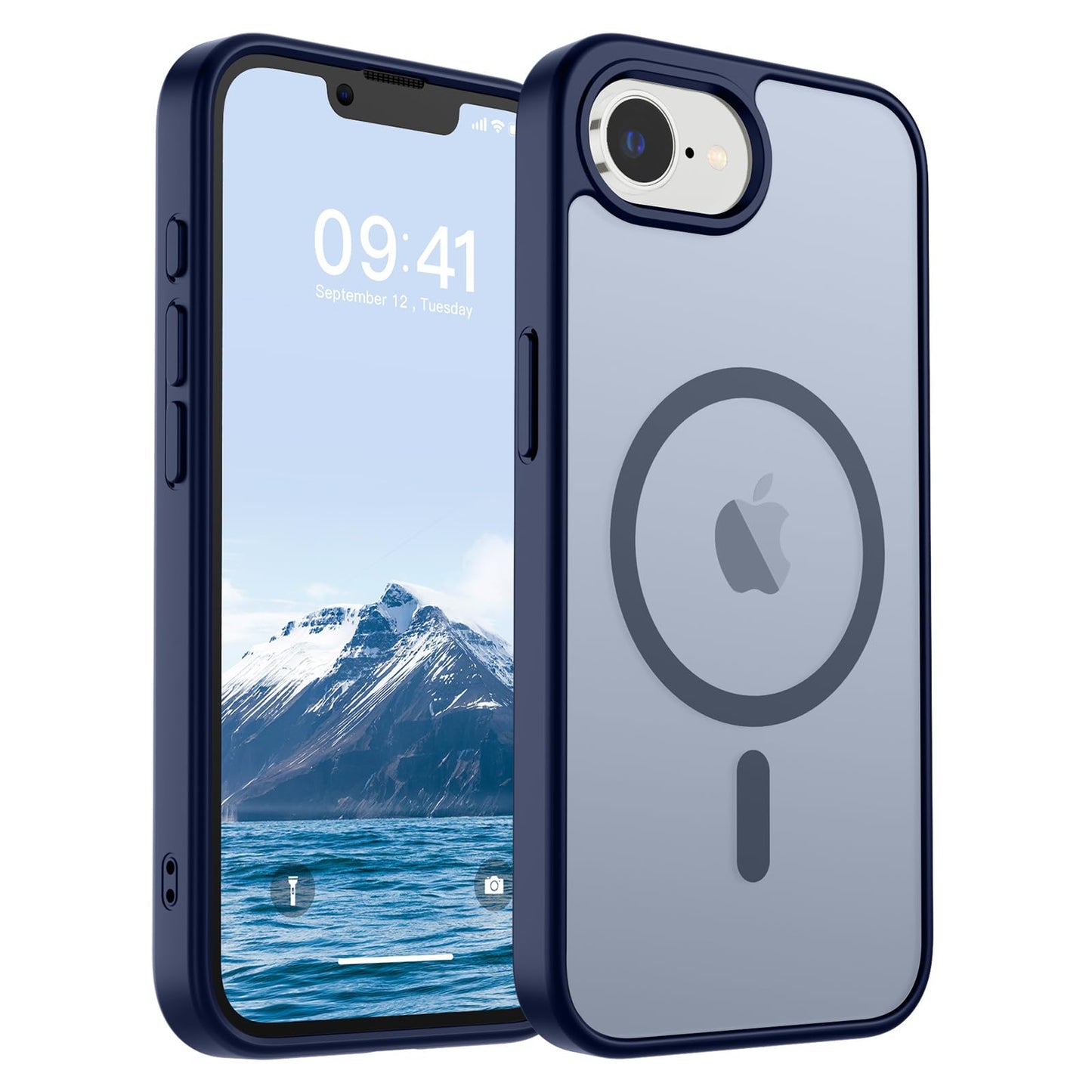 Magnetic for iPhone 14 Case & iPhone 13 Case (Compatible with MagSafe)(Military Grade Drop Protection) Translucent Matte Shockproof Phone Cover,Black