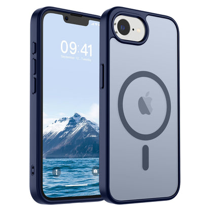 Magnetic for iPhone 14 Case & iPhone 13 Case (Compatible with MagSafe)(Military Grade Drop Protection) Translucent Matte Shockproof Phone Cover,Black