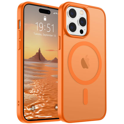 Magnetic for iPhone 14 Case & iPhone 13 Case (Compatible with MagSafe)(Military Grade Drop Protection) Translucent Matte Shockproof Phone Cover,Black
