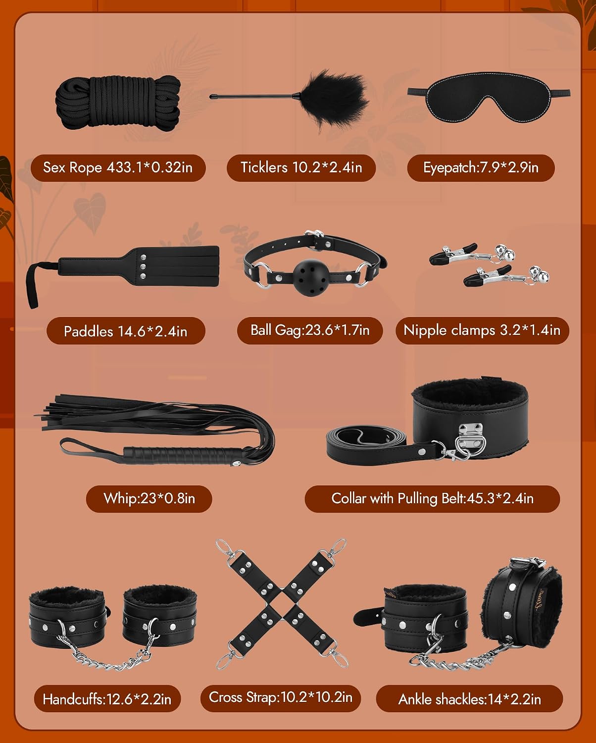 Sex Bondage BDSM Kit Restraints - Upgrade Restraint Sets with Adjustable Handcuffs Collar Ankle Cuff Dice Beads Anal Plug Adult Games Sex Toys for Men Women and Couples Foreplay | 17PCS