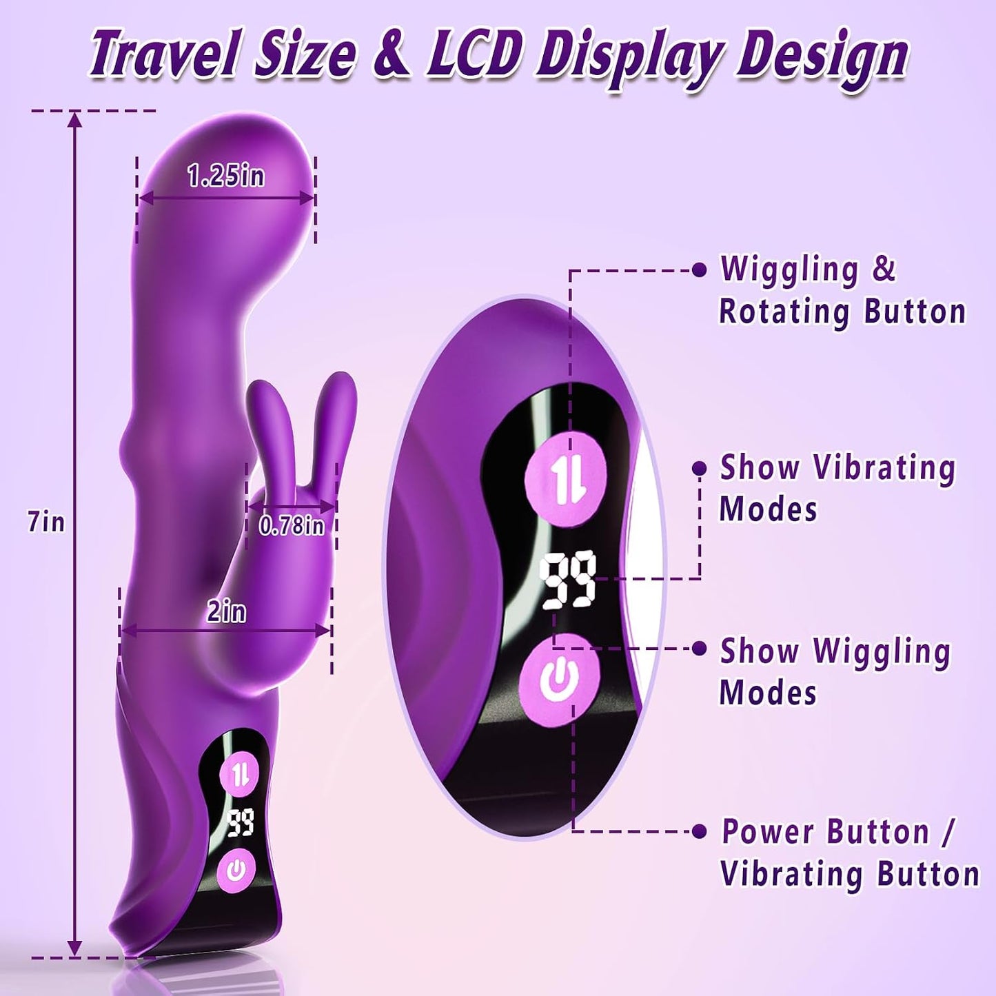 Thrusting Dildo Vibrators Sex Toys for Women - Adult Toys G Spot Rabbit Vibrator with 9 Swing and 9 Vibrate Modes, Silicone Clitoral Stimulator Sex Toy for Solo and Couples Pleasure