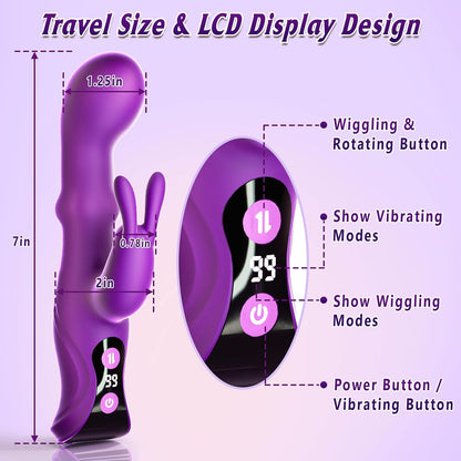 Thrusting Dildo Vibrators Sex Toys for Women - Adult Toys G Spot Rabbit Vibrator with 9 Swing and 9 Vibrate Modes, Silicone Clitoral Stimulator Sex Toy for Solo and Couples Pleasure