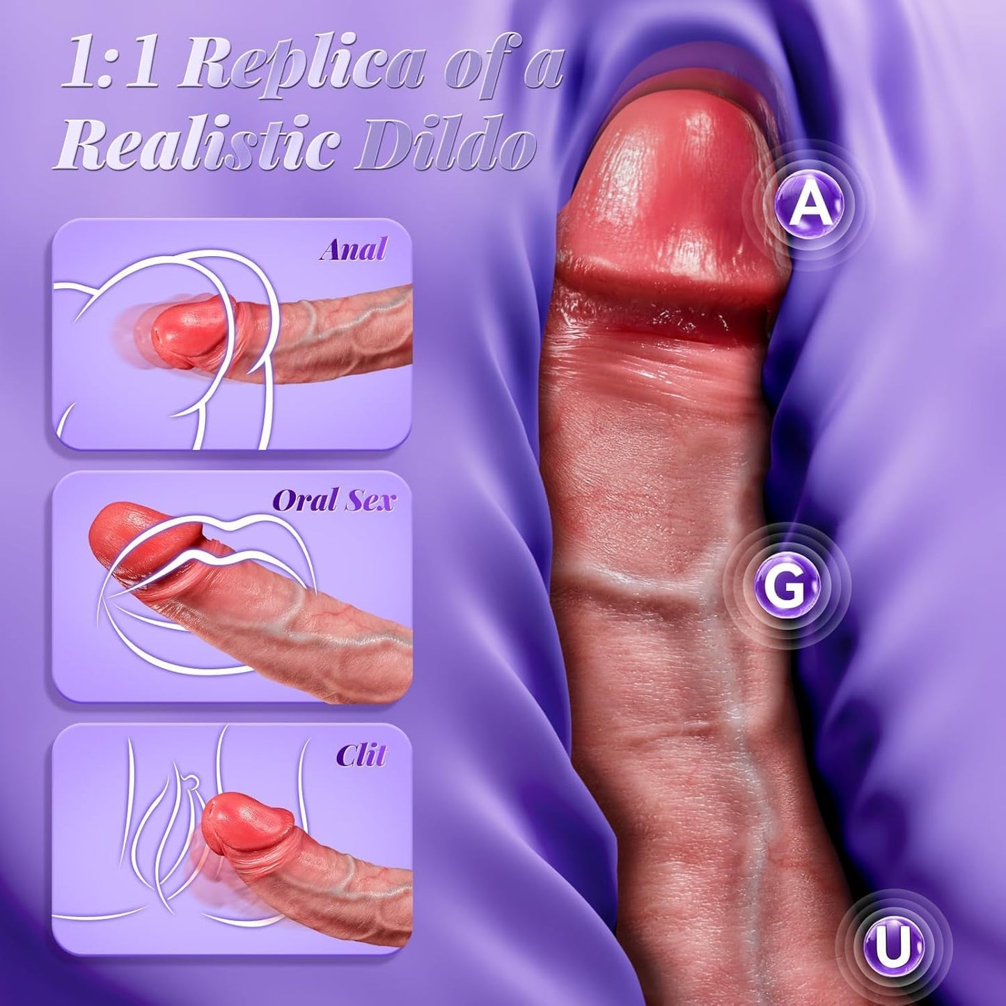 Vibrator Sex Toys Thrusting Dildo, Realistic Safety Silicone G Spot Dildo with 10 Thrusting & 10 Vibrating Mode for Vagina Anal Sex Stimulation, Soft Penis Vibrators Adult Sex Toy for Women and Couple