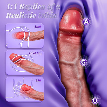 Vibrator Sex Toys Thrusting Dildo, Realistic Safety Silicone G Spot Dildo with 10 Thrusting & 10 Vibrating Mode for Vagina Anal Sex Stimulation, Soft Penis Vibrators Adult Sex Toy for Women and Couple