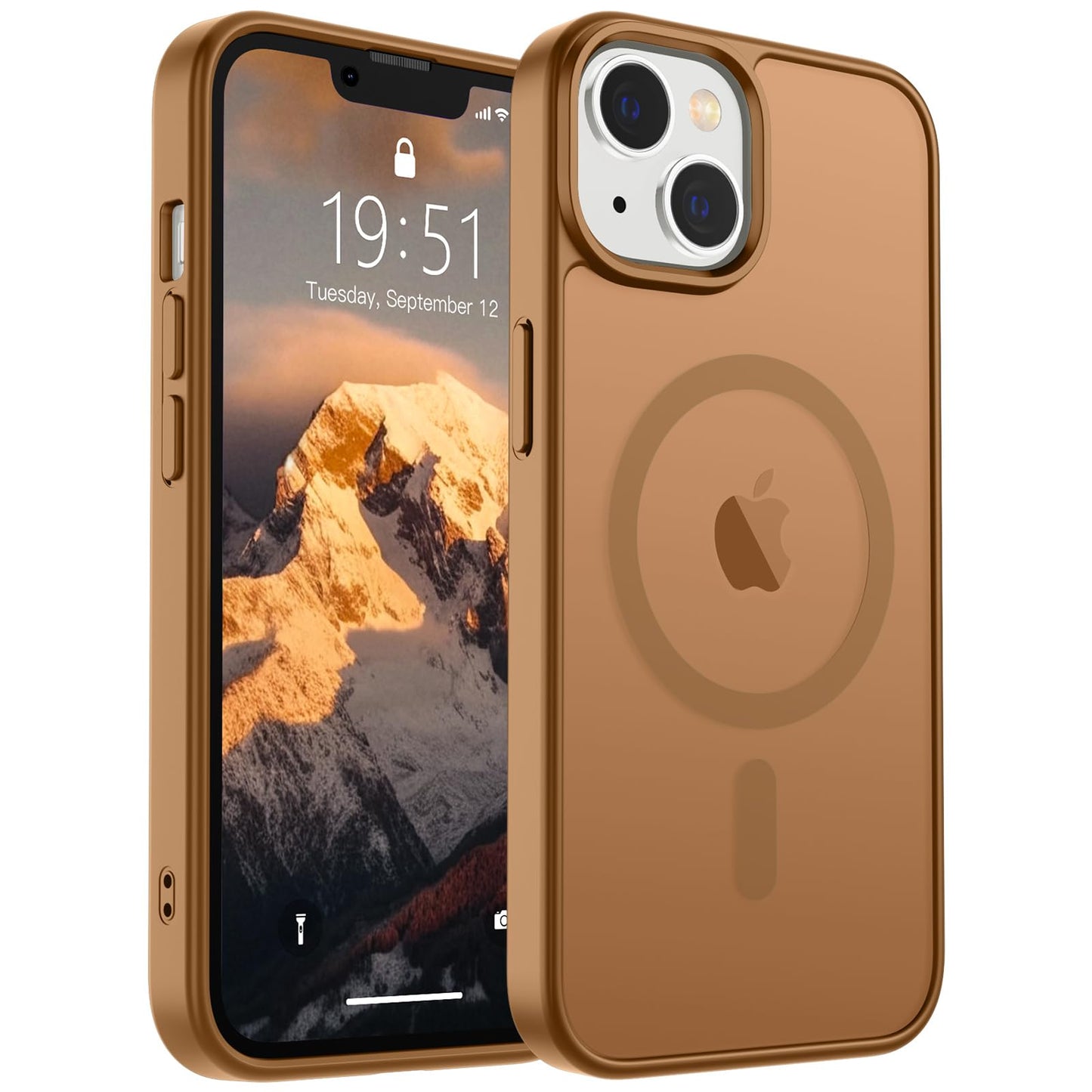Magnetic for iPhone 14 Case & iPhone 13 Case (Compatible with MagSafe)(Military Grade Drop Protection) Translucent Matte Shockproof Phone Cover,Black