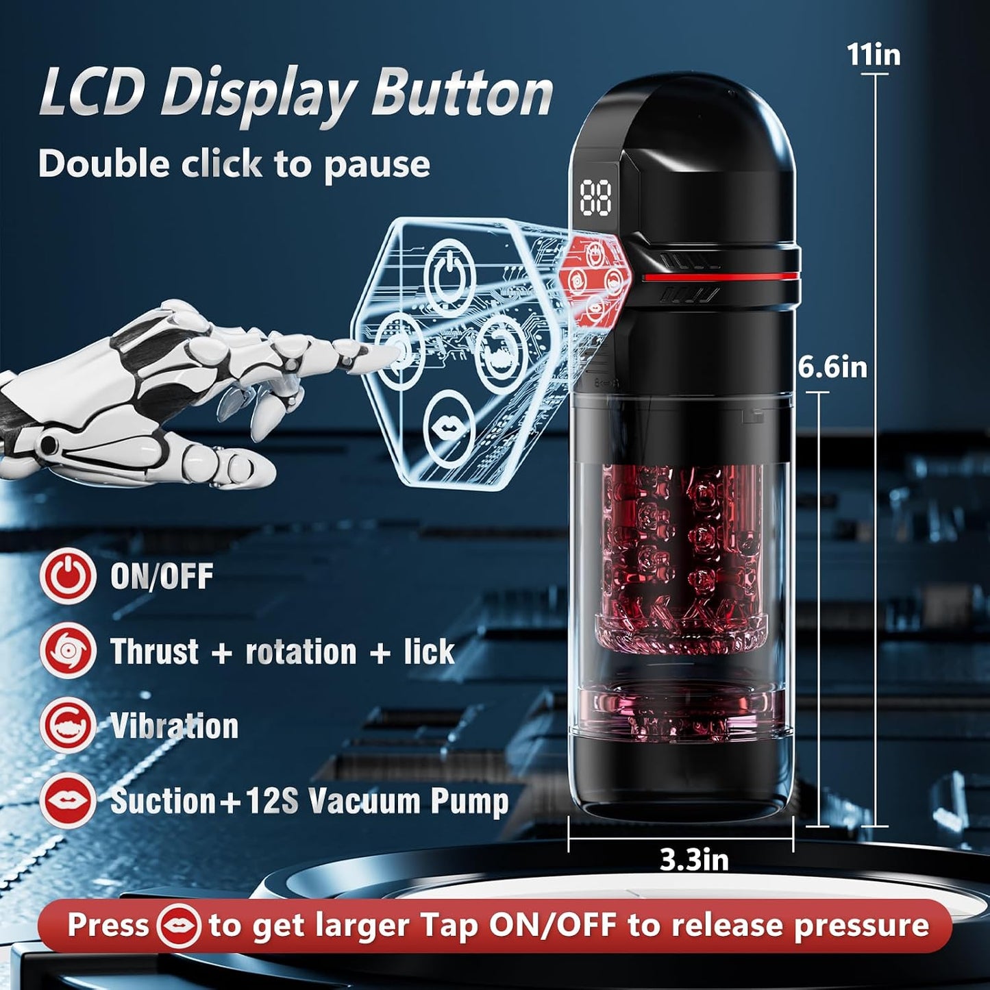 Mrgras Male Masturbator Penis Pump - AI Sync Male Sex Toys for Men with 12 S Vacuum Pump & 7 Thrusting Rotating Vibrating Sucking Licking Adult Toys Mens Sex Toys Pocket Pussy Pumps & Enlargers