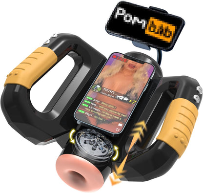 Automatic Male Masturbator Sex Toys for Men - Electric Adult Sex Machine with 10 Thrusting & Rotating Modes, Hands Free Stroker with Double Side Handle with Phone Holder Pocket Pussy Sleeves for Men