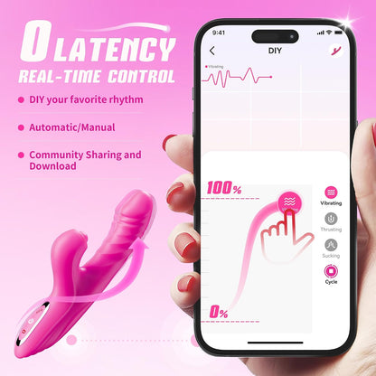 Adult Rabbit Vibrator Dildo Sex Toy for Women, for Female Couples Pleasure | 10 Vibrating & 7 Thrusting Modes, 5 Pulsing Modes, G Spot & Clitoral Stimulation, Couples Sex Swing Games, AI Sync