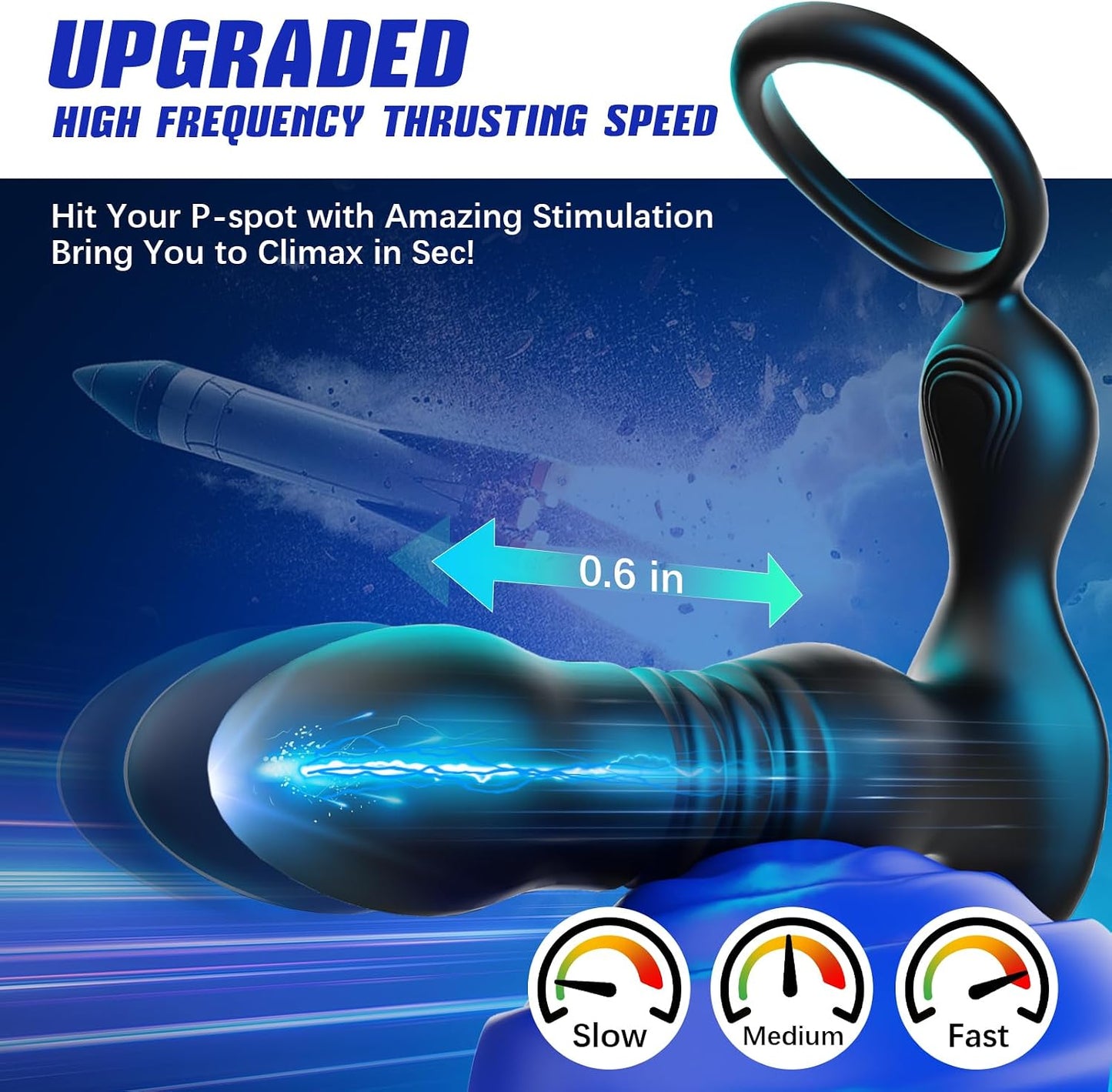 Prostate Massager Anal Vibrator Thrusting Vibrating 7 Modes with Cock Ring Anal Plug Anal Sex Toys P Spot Massager Male Sex Toys for Men Dildos Women Couples AI Sync Remote Control Anal Beads