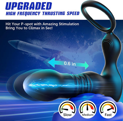 Prostate Massager Anal Vibrator Thrusting Vibrating 7 Modes with Cock Ring Anal Plug Anal Sex Toys P Spot Massager Male Sex Toys for Men Dildos Women Couples AI Sync Remote Control Anal Beads