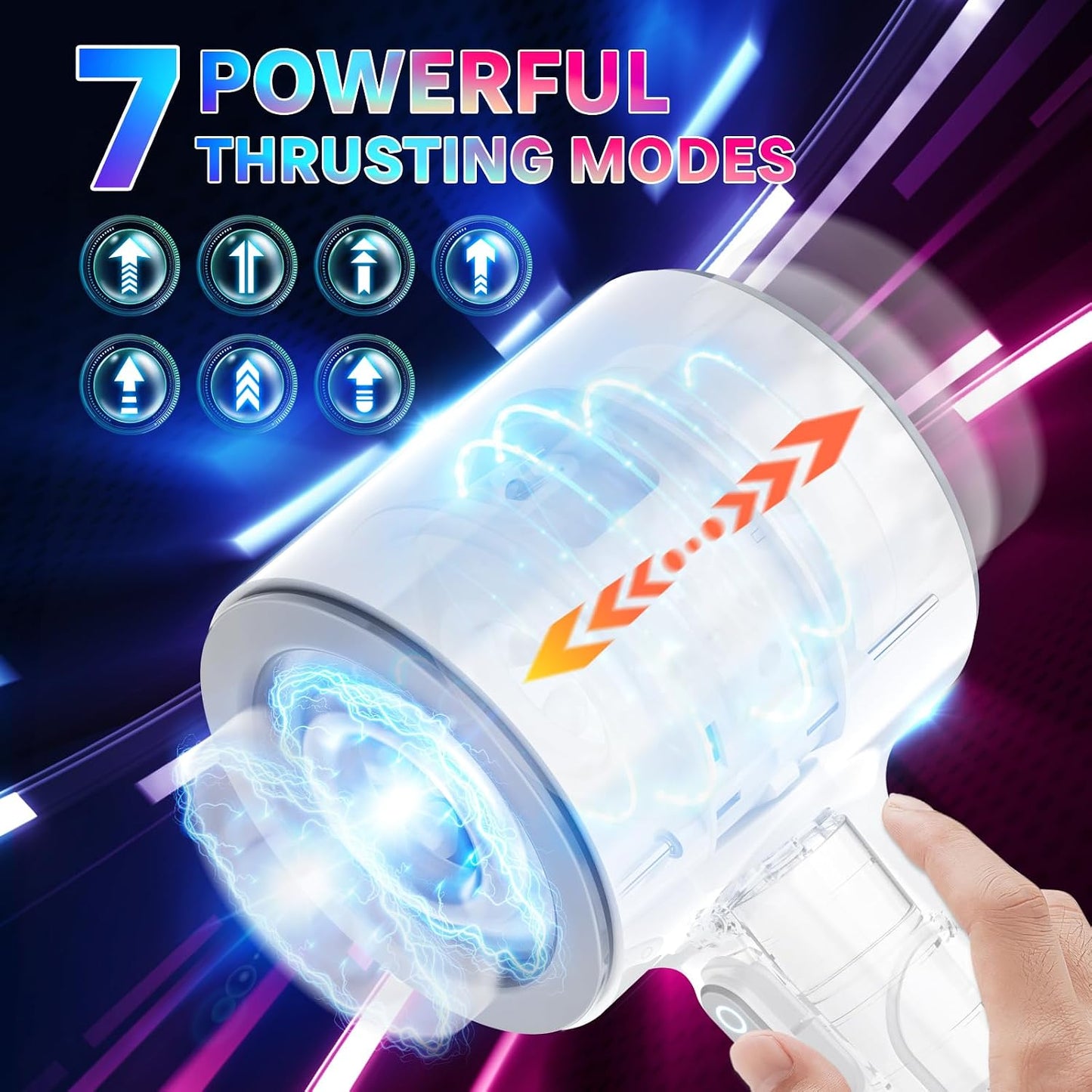 Automatic Male Masturbator, Stroking Male Masturbators Cup with 7 Powerful Thrusting & Vibrating Modes, Blowjob Machine Pocket Pussy for Men, Dual Open-Ended Penis Massager Sex Toys for Men