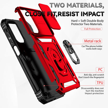 Phone Case Compatible with Samsung Galaxy A16 5G Case with HD Screen Protector & Slide Camera Cover & Kickstand, [Military-Grade] Phone Case for Samsung A16 (Red)