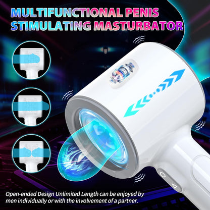 Automatic Male Masturbator, Stroking Male Masturbators Cup with 7 Powerful Thrusting & Vibrating Modes, Blowjob Machine Pocket Pussy for Men, Dual Open-Ended Penis Massager Sex Toys for Men