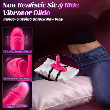 Thrusting Dildo Vibrator Riding Grinding Sex Toy, Strap On Dildos with 9 Vibrating 3 Thrusting Adult Sex Toys Women Couple G Spot Clit Anal Finger Vibrators Sex Machine Nipple Jewelry Toys