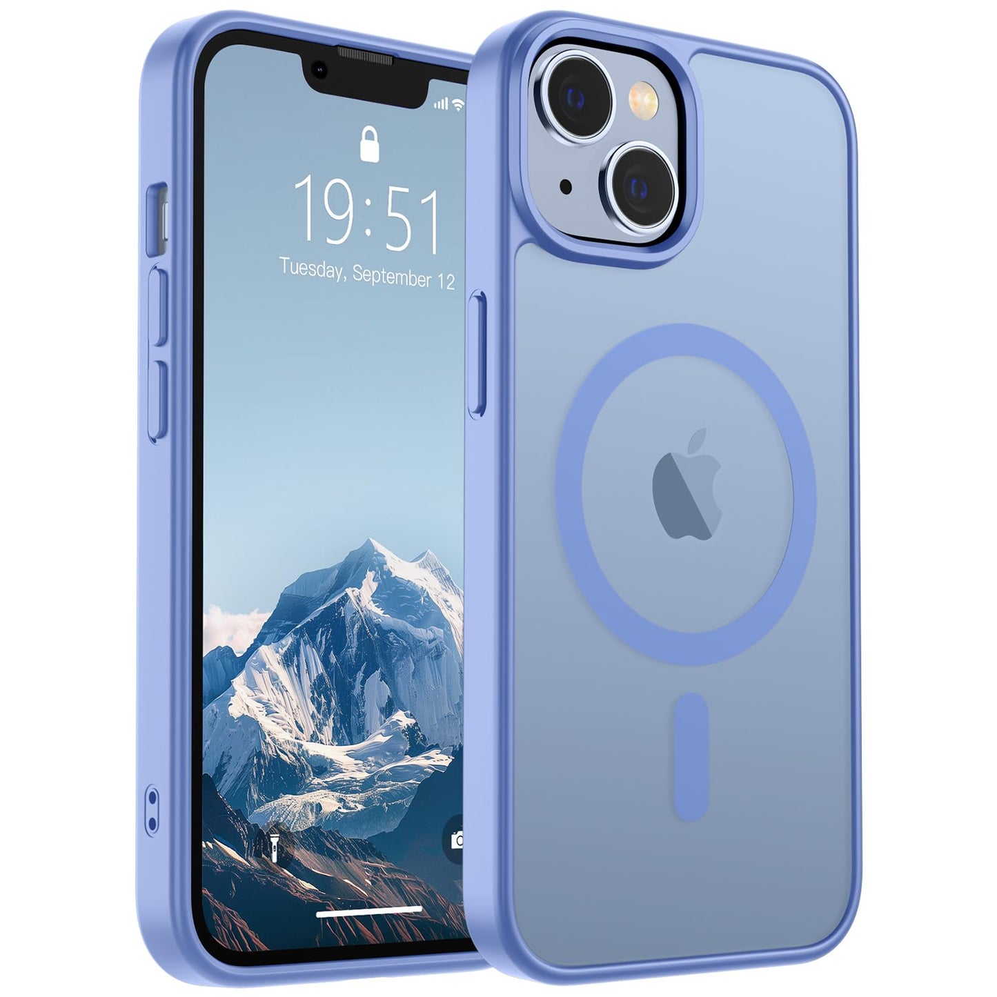 Magnetic for iPhone 14 Case & iPhone 13 Case (Compatible with MagSafe)(Military Grade Drop Protection) Translucent Matte Shockproof Phone Cover,Black
