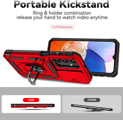 Phone Case Compatible with Samsung Galaxy A16 5G Case with HD Screen Protector & Slide Camera Cover & Kickstand, [Military-Grade] Phone Case for Samsung A16 (Red)