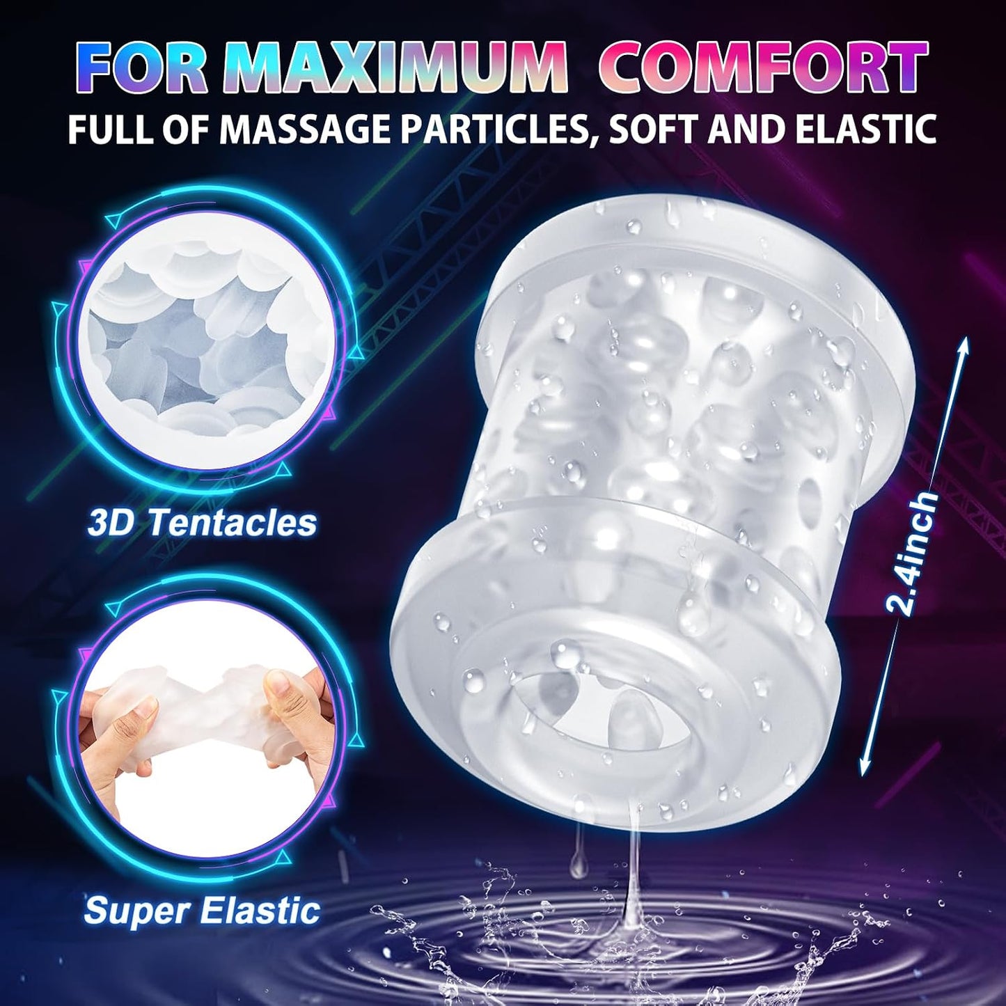 Automatic Male Masturbator, Stroking Male Masturbators Cup with 7 Powerful Thrusting & Vibrating Modes, Blowjob Machine Pocket Pussy for Men, Dual Open-Ended Penis Massager Sex Toys for Men