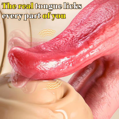 Thrusting Dildo Vibrator Sex Toys - 9 Inch Realistic Dildo Tongue Licking Adult Toys for Anal G-Spot Stimulation with 3 Thrusting & 5 Licking Vibrating Mode, Soft Silicone Dildos for Women and Couples