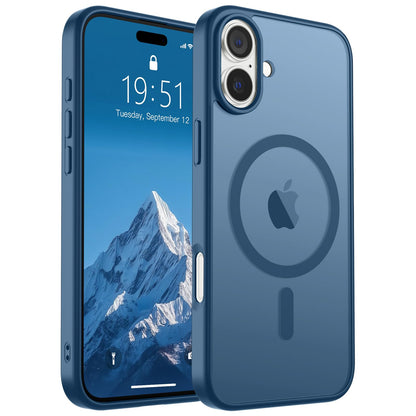 Magnetic for iPhone 14 Case & iPhone 13 Case (Compatible with MagSafe)(Military Grade Drop Protection) Translucent Matte Shockproof Phone Cover,Black