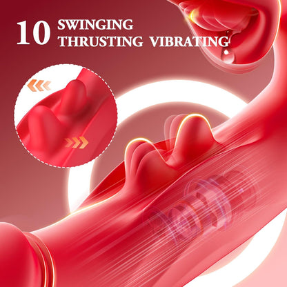 Thrusting Dildo Vibrator Women Sex Toys – Dildos Adult Sex Toy G Spot with Wiggle 10 Thrusting– Vibrating – Tongue Licking Modes, Rechargeable Rabbit Vibrators for Female Couples Games