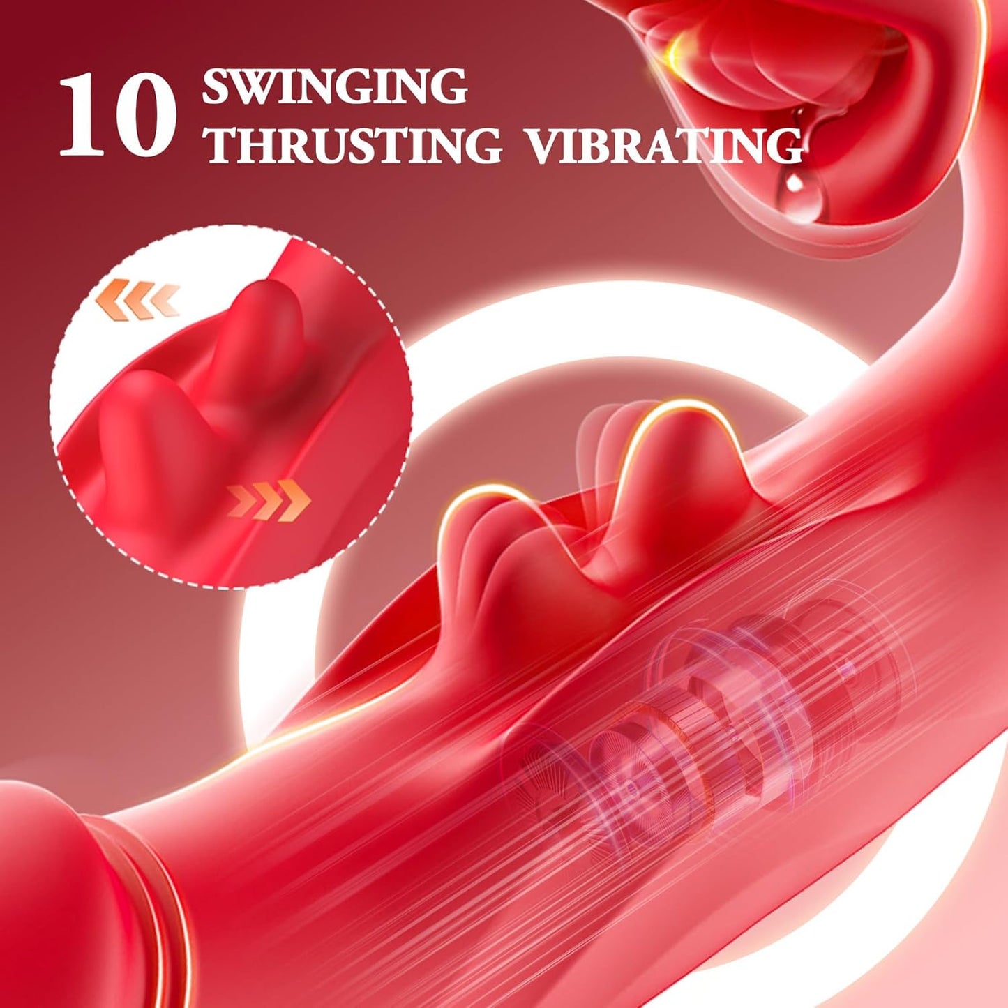 Thrusting Dildo Vibrator Women Sex Toys – Dildos Adult Sex Toy G Spot with Wiggle 10 Thrusting– Vibrating – Tongue Licking Modes, Rechargeable Rabbit Vibrators for Female Couples Games