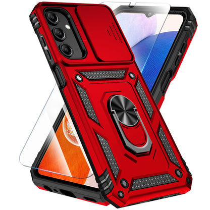 Phone Case Compatible with Samsung Galaxy A16 5G Case with HD Screen Protector & Slide Camera Cover & Kickstand, [Military-Grade] Phone Case for Samsung A16 (Red)