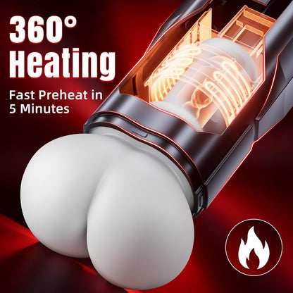 Male Masturbator Sex Toys for Men – Automatic Male Sex Toys with Realistic Ass Vagina 360° Heating 10 Vibration & 7 Thrusting Modes for Stroker, Pocket Pussy LCD Display Adult Toys