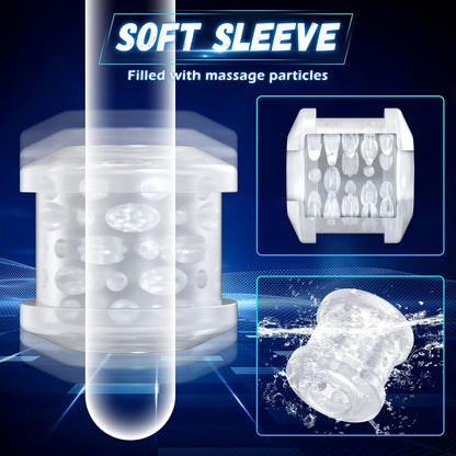 Automatic Male Masturbator, Stroking Male Masturbators Cup with 7 Powerful Thrusting & Vibrating Modes, Blowjob Machine Pocket Pussy for Men, Dual Open-Ended Penis Massager Sex Toys for Men