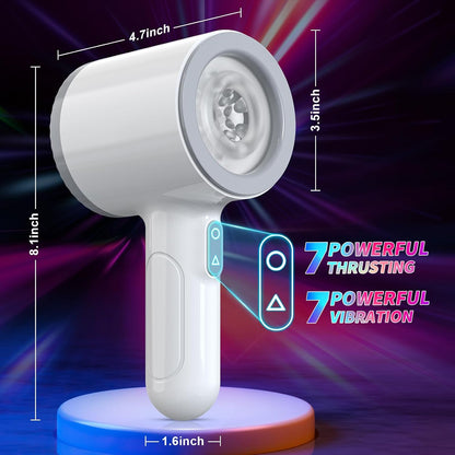 Automatic Male Masturbator, Stroking Male Masturbators Cup with 7 Powerful Thrusting & Vibrating Modes, Blowjob Machine Pocket Pussy for Men, Dual Open-Ended Penis Massager Sex Toys for Men