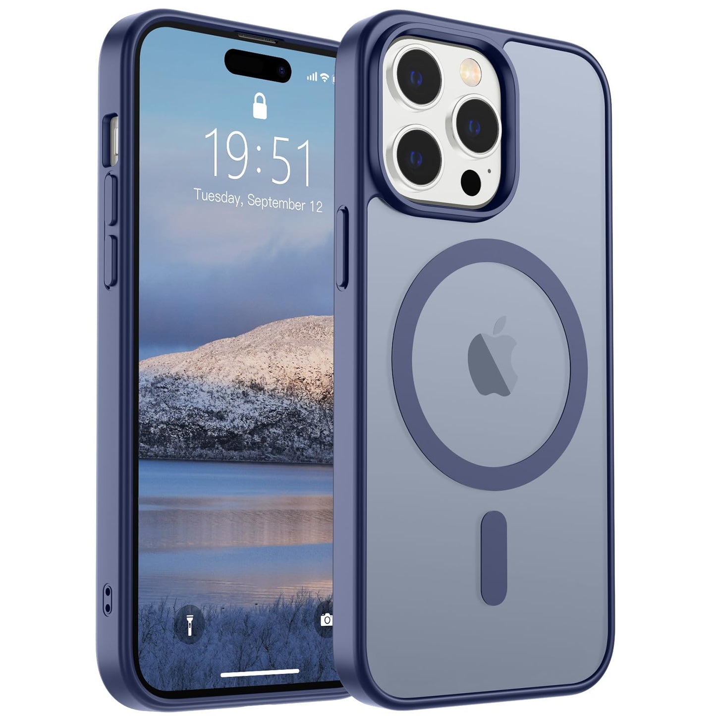 Magnetic for iPhone 14 Case & iPhone 13 Case (Compatible with MagSafe)(Military Grade Drop Protection) Translucent Matte Shockproof Phone Cover,Black