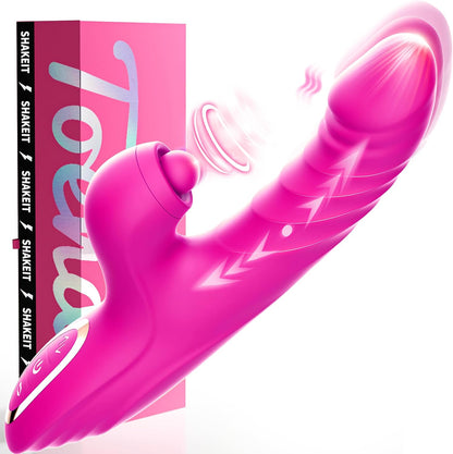 Adult Rabbit Vibrator Dildo Sex Toy for Women, for Female Couples Pleasure | 10 Vibrating & 7 Thrusting Modes, 5 Pulsing Modes, G Spot & Clitoral Stimulation, Couples Sex Swing Games, AI Sync