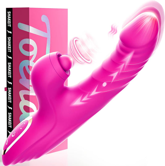 Adult Rabbit Vibrator Dildo Sex Toy for Women, for Female Couples Pleasure | 10 Vibrating & 7 Thrusting Modes, 5 Pulsing Modes, G Spot & Clitoral Stimulation, Couples Sex Swing Games, AI Sync
