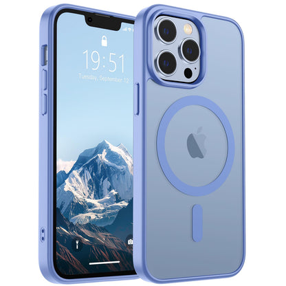 Magnetic for iPhone 14 Case & iPhone 13 Case (Compatible with MagSafe)(Military Grade Drop Protection) Translucent Matte Shockproof Phone Cover,Black