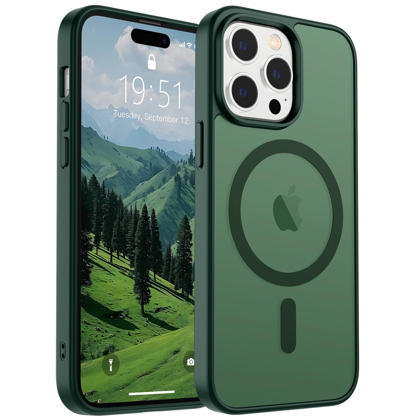 Magnetic for iPhone 14 Case & iPhone 13 Case (Compatible with MagSafe)(Military Grade Drop Protection) Translucent Matte Shockproof Phone Cover,Black