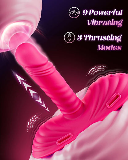 Thrusting Dildo Vibrator Riding Grinding Sex Toy, Strap On Dildos with 9 Vibrating 3 Thrusting Adult Sex Toys Women Couple G Spot Clit Anal Finger Vibrators Sex Machine Nipple Jewelry Toys
