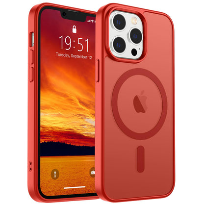 Magnetic for iPhone 14 Case & iPhone 13 Case (Compatible with MagSafe)(Military Grade Drop Protection) Translucent Matte Shockproof Phone Cover,Black