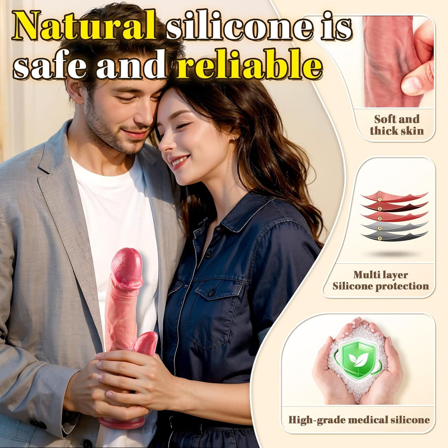 Thrusting Dildo Vibrator Sex Toys - 9 Inch Realistic Dildo Tongue Licking Adult Toys for Anal G-Spot Stimulation with 3 Thrusting & 5 Licking Vibrating Mode, Soft Silicone Dildos for Women and Couples