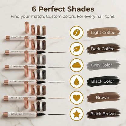 4-Claw Liquid Eyebrow Pencil, 6 Colors, Waterproof Natural Looking Microblading Effect, Professional Makeup Tool with Fine Tip (2#Dark Coffee)