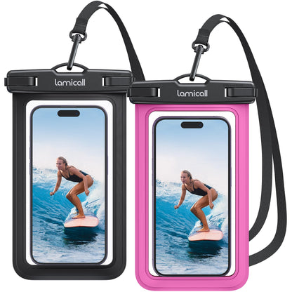 Waterproof Phone Pouch [2 Pack] – IPX8, Touch Screen, Fits 7" with Case