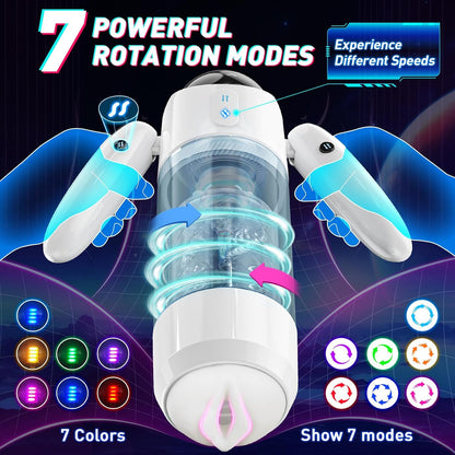 Automatic Male Masturbator Sex Toys for Men, Male Sex Toys with 4 Thrusting & 7 Rotation Modes, Pocket Pussy Male Stroker with 7 Color Ambient Lighting, Sex Toy Sex Machine, Adult Sex Toys