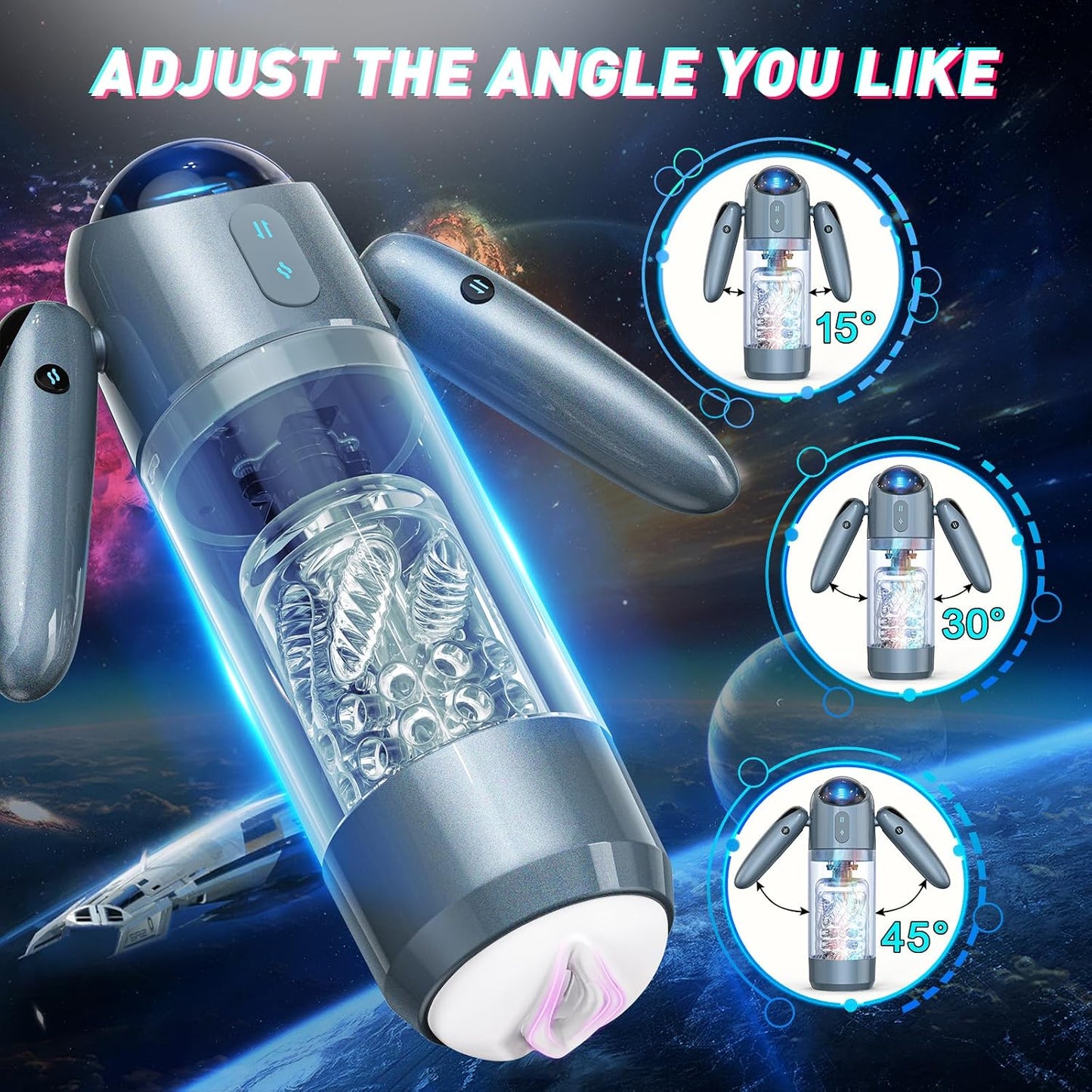 Automatic Male Masturbator Sex Toys for Men, Male Sex Toys with 4 Thrusting & 7 Rotation Modes, Pocket Pussy Male Stroker with 7 Color Ambient Lighting, Sex Toy Sex Machine, Adult Sex Toys, Grey